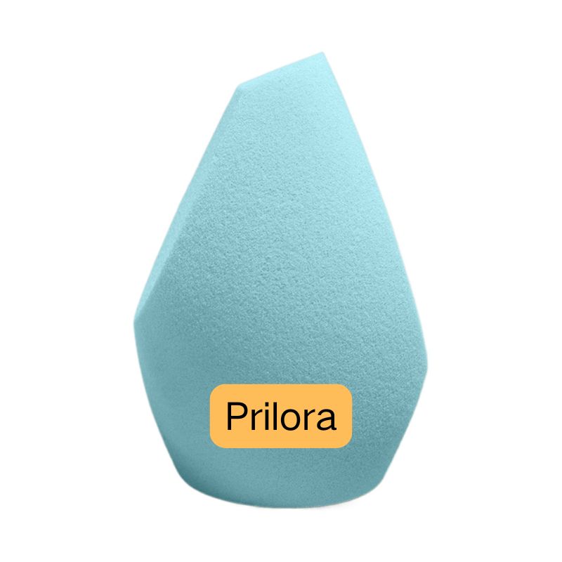 Beauty blender clásico azul con agarre contorneado y corte en ángulo para una aplicación de maquillaje sin costuras. Suave cuando está húmedo, duradero cuando está seco. Se aceptan pedidos al por mayor de un proveedor global de esponjas cosméticas.