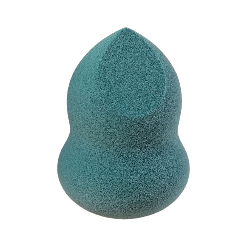 Esponja de maquillaje en forma de lágrima de color azul militar con corte inclinado que ofrece una precisión en la mezcla para áreas difíciles de alcanzar. Fabricada con espuma sin látex para un acabado impecable. Suministro directo de fábrica certificada de cosméticos