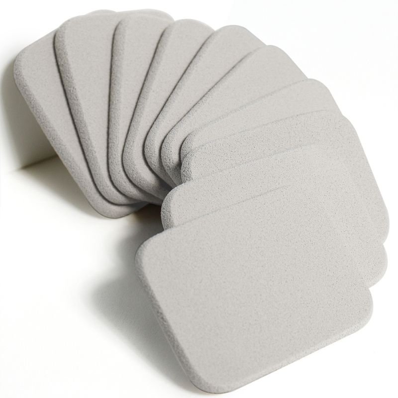 Esponja compacta de acabado terciopelo premium en beige para polvos prensados de lujo. Sin caída de fibras y alta durabilidad en lavado — ideal para colaboraciones de marca privada de prestigio